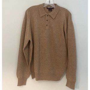 KIRKLAND SIGNATURE MENS 100% CASHMERE SWEATER BEIGE LONG SLEEVE MEDIUM